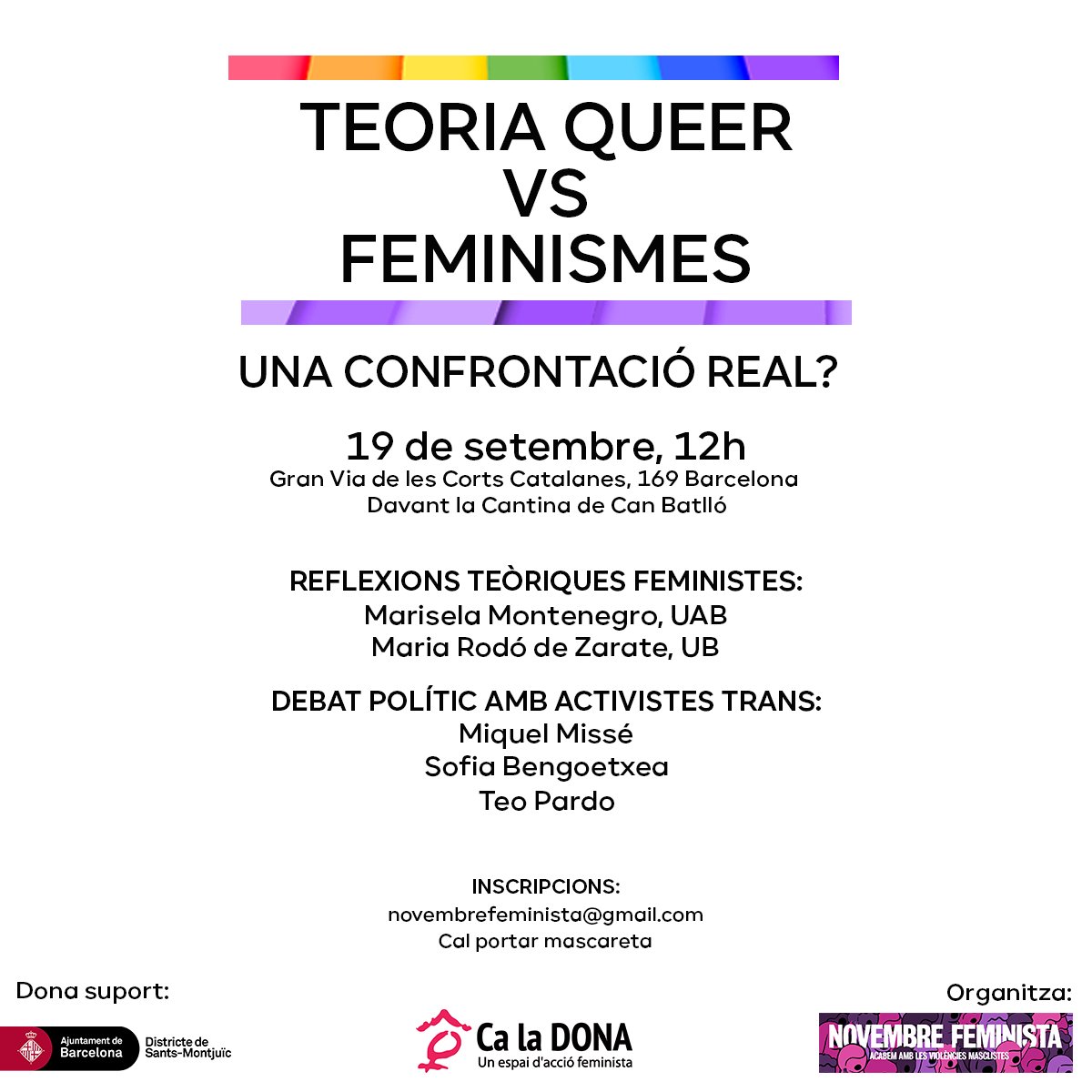 Observatori_cat's tweet photo. ➡️ No et perdis la xarrada "Teoria Queer va Feminismes: una confrontació real?"

▪️19 de setembre a les 12h
▪️Gran Via 169 #Barcelona https://t.co/ATb2mQVSZm