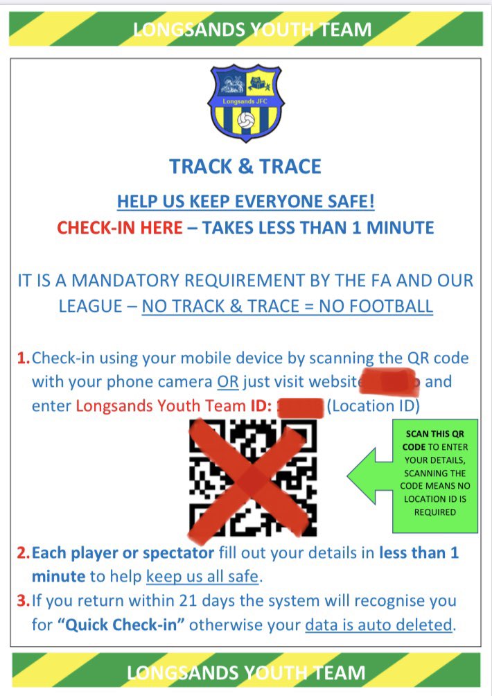 lynxjfc's tweet image. Had so many issues with Track &amp;amp; Trace during pre-season, so trialling a on-line Track &amp;amp; Trace system which is directly linked to NHS and has a super fast ‘check-in’ process ⚽️👌🏻#useyourowndevice #bettercontrol #hygenic #gdprcompliant #nhs #ukgov