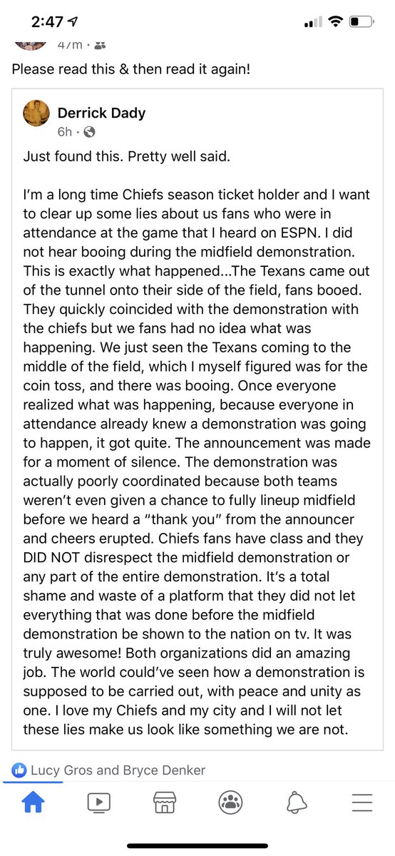 jackyyleeee's tweet photo. I was at the Chiefs game last night and the only time booing happened was when the other team took the field. https://t.co/MsD1hjlHoo
