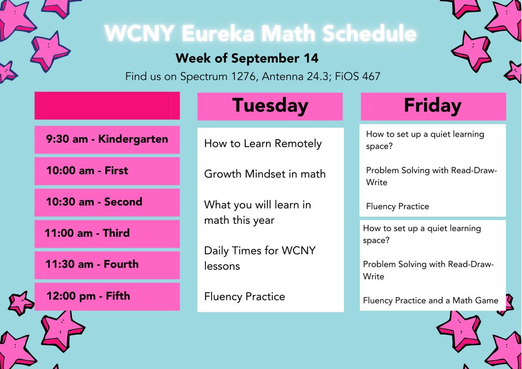 mosiermath's tweet photo. We’re so excited to see you on Monday!

We’ve been getting ready all summer and the first day of school is almost here. It looks a little different but... we’re happy to see you.

Next week’s WCNY schedule is all about getting ready for learning math virtually. 

See you soon! https://t.co/9fD2rGHrHl