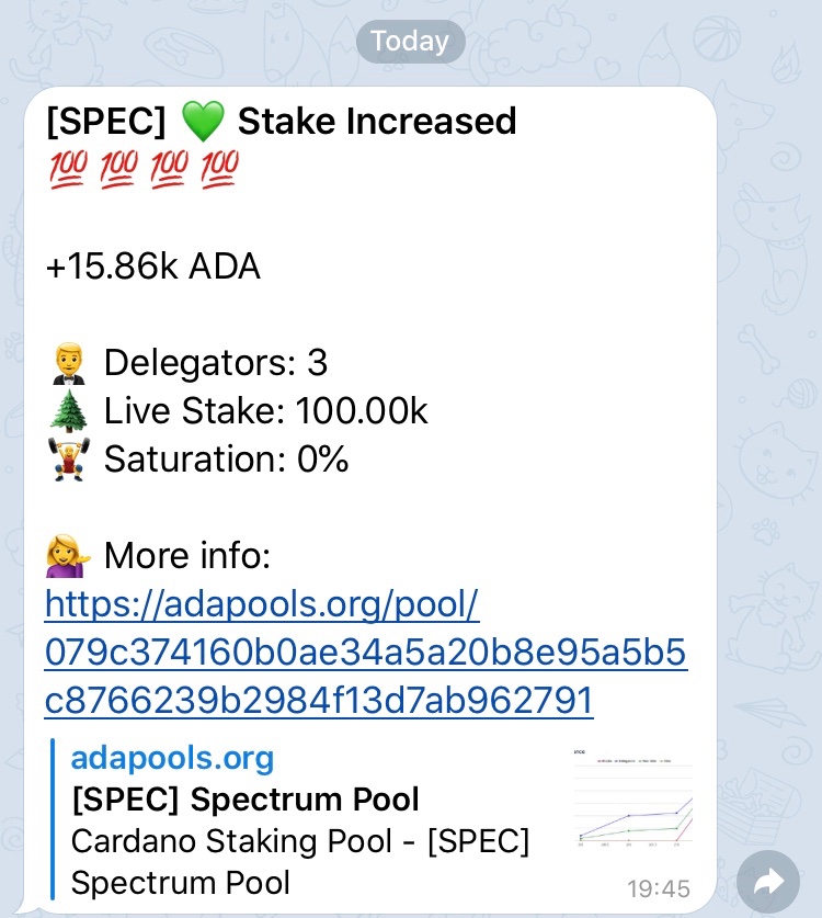 SpectrumPool's tweet image. Hello there new delegator! 👋🏼

Whether 🐠 or 🐳, 🏳️🏴or 🏳️‍🌈#SPEC thanks you for delegating and helping decentralize #Cardano 

Together we are strong! 
💪🏽✌🏽🖖🏽🏳️‍🌈
#StakeForGood #SupportSmallPools