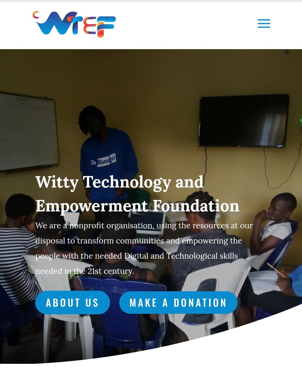 Built this website, wtef.org.ng, for <a href="/WittyFoundation/">Witty Technologies & Empowerment Foundation</a> at #doaction <a href="/WPLagos/">Lagos WordPress Community</a> using #WordPress. Special thanks to <a href="/Geektutor/">Geektutor</a> and other members of the team