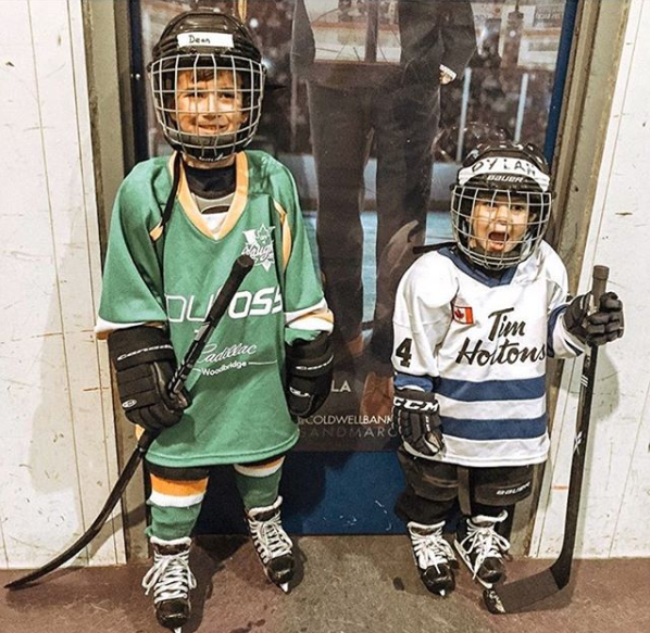 VaughanHockey's tweet photo. I know we are excited that hockey is starting again, but clearly these two have us beat!  Registration is now open for our house league on our website until the Sept. 22.  Thanks @Julie_Miguel_ for a pic of your 2 fave hockey players!
#CVHA #vaughanhockey #everyonecanplayourgame https://t.co/nxFhCmOXTT