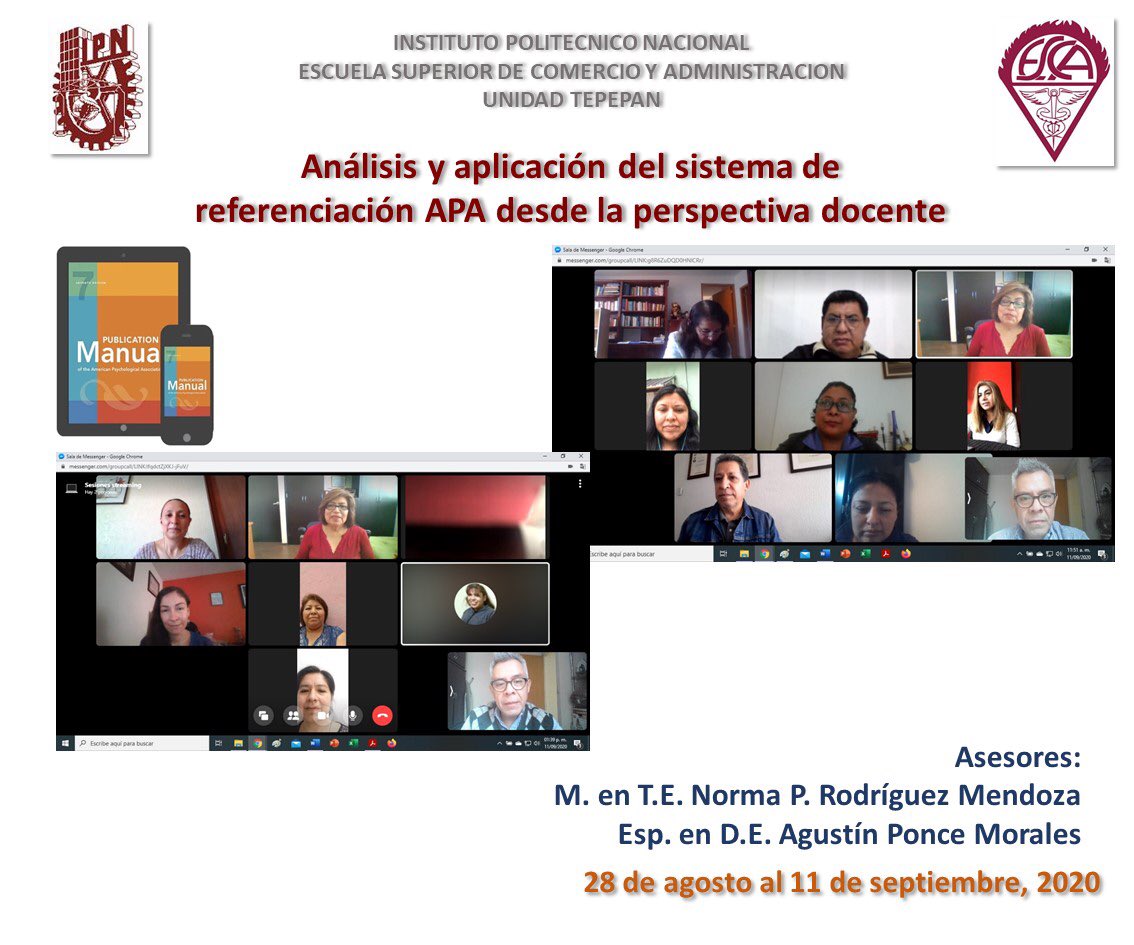 Normacampus's tweet photo. Cerrando primera edición del curso-taller Análisis y aplicación del sistema de referenciación APA desde la perspectiva docente. En colaboración con @agponcem Plataforma: #FaceGroups Metodología: #AulaExtendida #Educacion4.0 https://t.co/knH6YUzIAC
