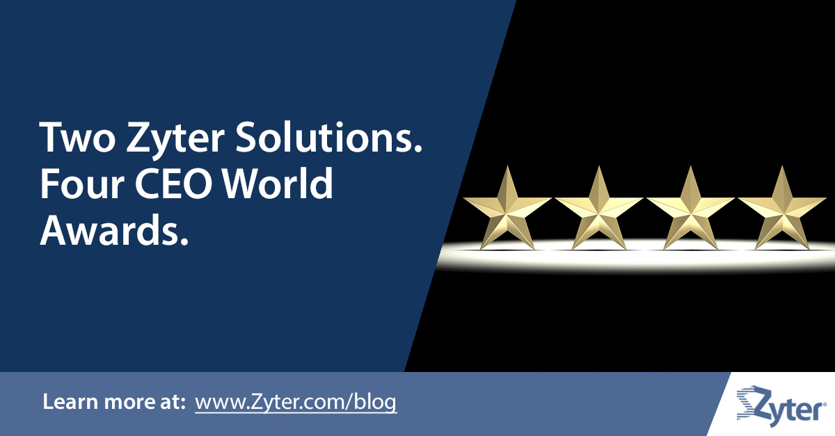 michaeledonner's tweet photo. #Zyter won four awards in the eighth annual #CEO World Awards competition, which recognizes individuals and teams who set industry benchmarks for excellence.
Learn more: https://t.co/dS02ViTobM
#TechnologyHardware #TechnologySoftware #IoT #WorkplaceSafety #ChiefMarketingExec https://t.co/pysvRZWV4A