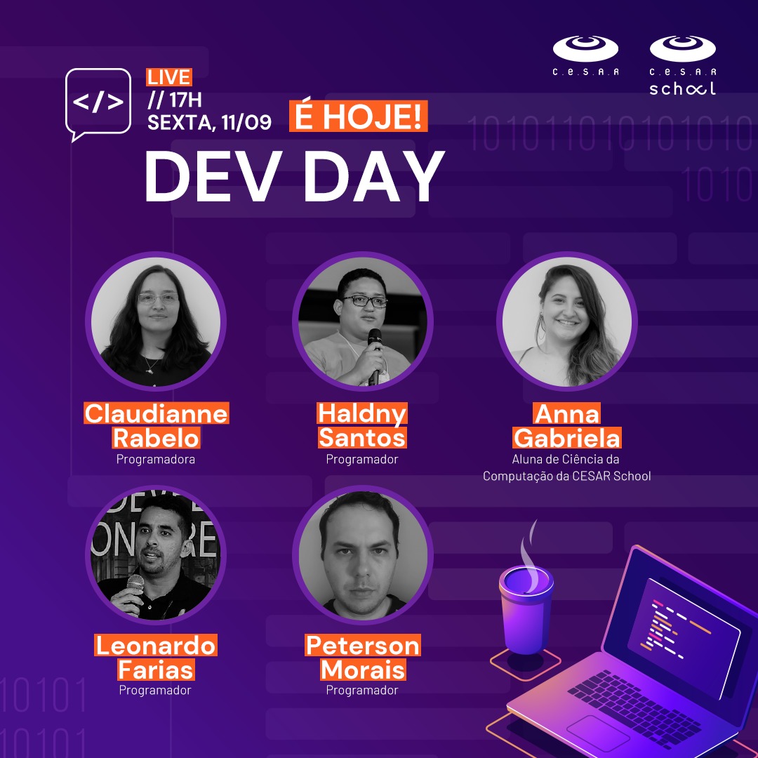 thecesarschool's tweet photo. Oi pessoal! A nossa live sobre programação começou!
Acesse o Youtube do CESAR: https://t.co/zfA7BXeFyu
Não dá para perder!
#live #vidadedev #devday #diadodev https://t.co/hKvKXZ1fHw