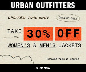 Urban Outfitters 30% Off Women’s and Men’s Jackets