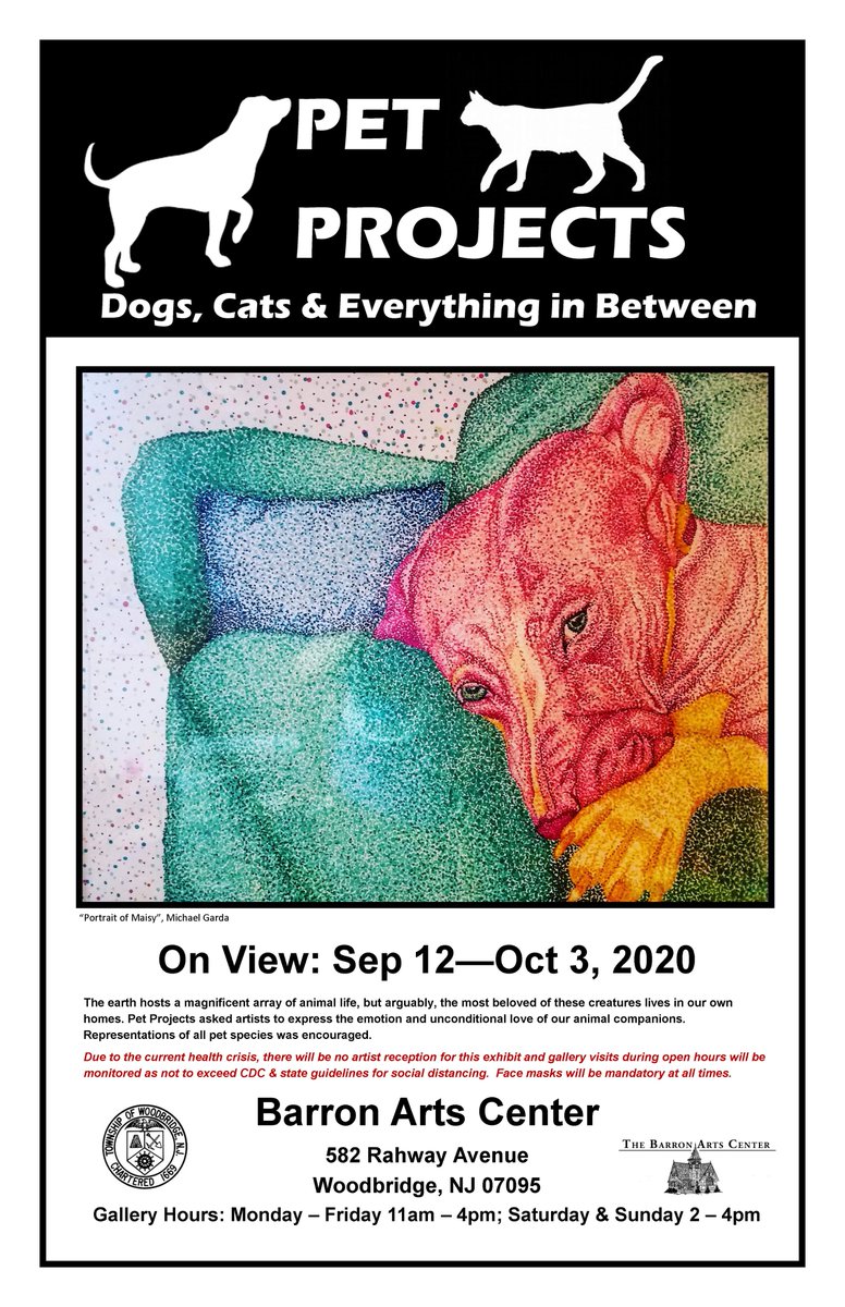 Please join us starting tomorrow (9/12) for "Pet Projects" on view at the Barron Arts Center 9/12-10/3. Gallery Hours M-F 11am-4pm; Sat &amp; Sun 2-4pm. For those who would rather view the show virtually, click below. 
issuu.com/barronarts/doc…
