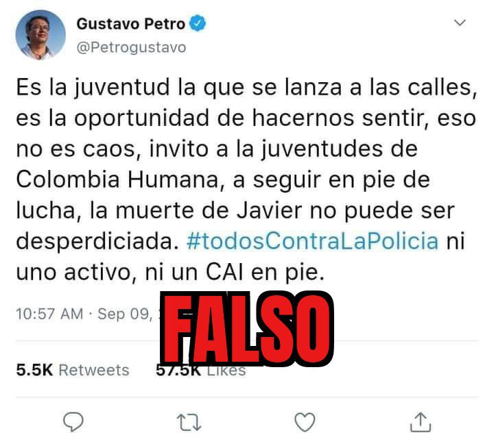 petrogustavo's tweet photo. Ojo con estos mensajes falsos de la bodega uribista. Nosotros convocamos a una gran movilización pacífica por la paz, la libertad y la democracia.

El gobierno de Claudia debe respetarse y la cúpula policial debe renunciar de inmediato https://t.co/zzcRMoqpKb