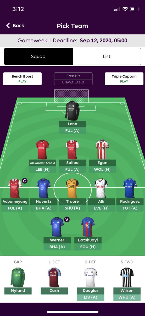 gaming_jnr's tweet photo. FPL Team sorted and hoping for a naughty run this year after forgetting about it last year after 3 weeks 😂😂 #fpl #fantasyprem #PremierLeague #squady #JNRsXI
Will eventually get Rashford & Foden/Greenwood in for James & Alli 👋🏽 https://t.co/bqHak0gh2C
