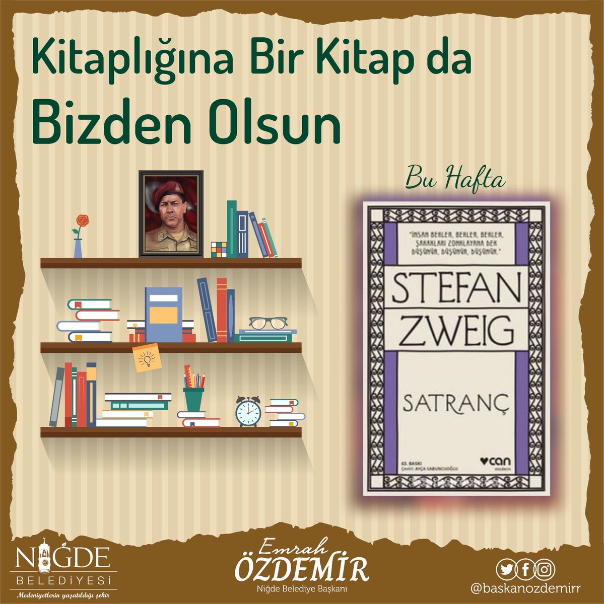 Çekiliş Vakti Dostlar 🎁 

Kitaplığınızda bir kitap da bizden olsun 🎉

Daha çok okuyalım diye,
“Stefan Zweig - Satranç ♟ ” kitabını 10 dostumuza hediye ediyoruz 😎

Hesabımızı takip edip bu tweeti Rt yapmanız yeterli ✅