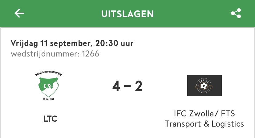 FutsalLtc's tweet photo. Uitslag 1e divisie A https://t.co/863NgrawC4