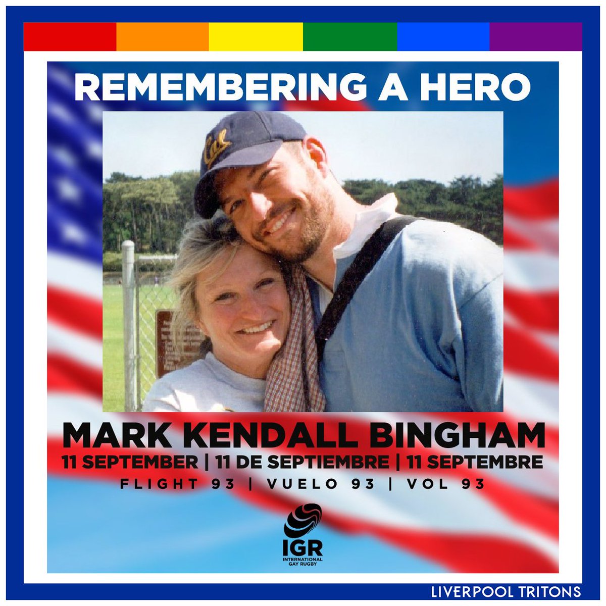 O2Tritons's tweet image. Today we remember the selfless and heroic actions of Mark Bingham aboard United Airlines Flight 93. Thanks to @IGRugby for the post.
#markbingham #911 #IGRRugby #igrfamily