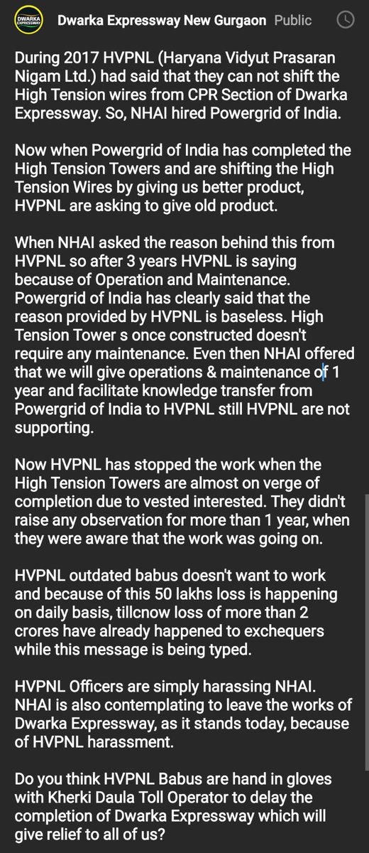 PrakharSahay's tweet photo. Sh. @nitin_gadkari sir your urgent intervention required. #HVPNL under #Haryana CM Sh. @mlkhattar @cmohry is trying to jeopardize the Ontime completion of #DwarkaExpressway
Letter: https://t.co/fOwK1YnEOI
CC: @vaibhav_74 @pgcilindia @NHAI_Official @OfficeOfNG @rakeshdaultabad https://t.co/gdCNzyxssV