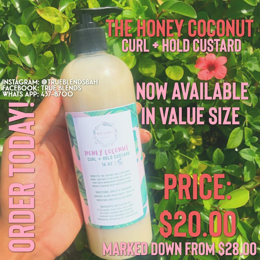 trueblendsbah's tweet photo. NEW! When the #TrueBlendsBabes speak, we listen! Our Honey Coconut Curl + Hold Custard is now available in our value size. 16 ounces for $20.00! Double the product at a huge discount. Order today! 🌿 https://t.co/l8uo4yJVuS