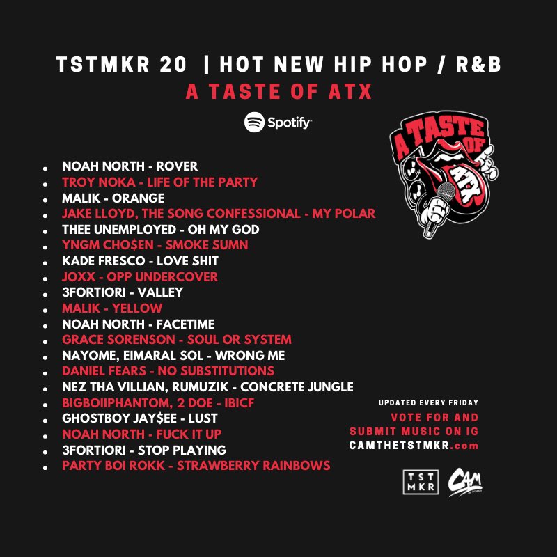 CamTheTSTMKR's tweet photo. A Taste of ATX 💯💪🏾🔥
@NoahxNorth • @TROYNoKA • @malikonthenet • @jakelloydii • @TheeUnemployed • #YNGMchosen • @KadeFresco • #Joxx • @3Fortiori • #GraceSorensen • @Nayomesings • #DanielFears • #NezThaVillain • #BigBoiiPhantom • @GhostBoyJaysee • @PartyBoiRokk https://t.co/K9B4GSONqo