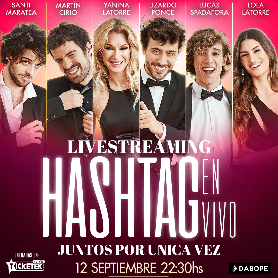 #️⃣ HASHTAG EN VIVO | SÁBADO 22:30 hs
<a href="/yanilatorre/">Yanina Latorre</a> <a href="/lizardoponce/">lizardo</a> <a href="/martinciriook/">martincirioputo</a> @LucasSpadafora <a href="/lolaalatorre/">Lolita</a> y <a href="/santumaratea1/">santumaratea</a> presentan una experiencia pensada e ideada para entretener a sus millones y fieles seguidores.
🎫 Comprá tus accesos AHORA bit.ly/3b0fRst