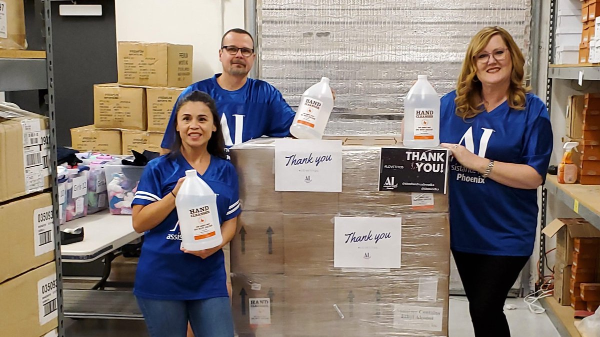 Thank you <a href="/TitosVodka/">TitosVodka</a>  for donating hand sanitizer so that we can safely continue to serve students through Operation School Bell. #lovetitos  #thankyou