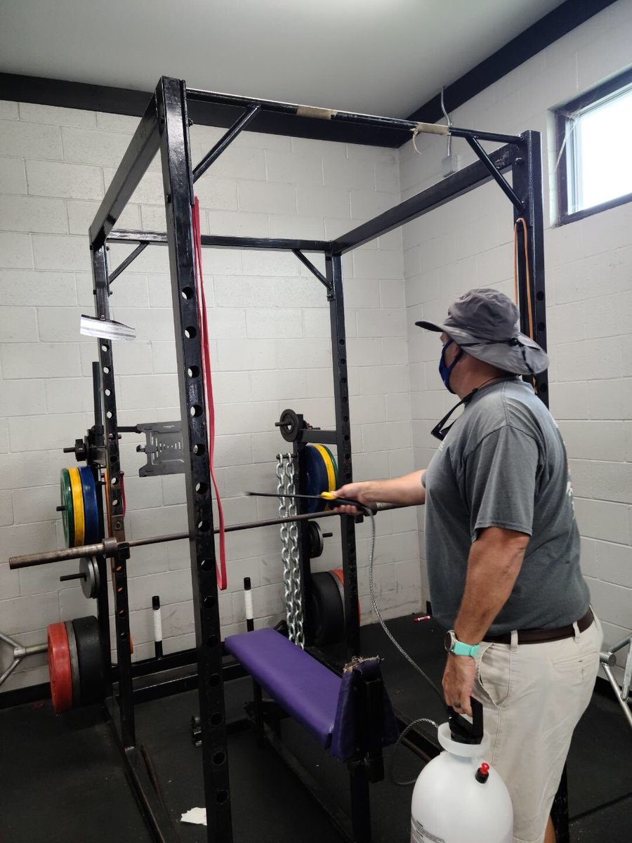 Covid cleaning and screening, taping, monitoring wet bulb globe temp, throwing programs...just a few of our daily tasks at our schools to keep your athletes safe! #ichoosesports #keepingALLathletessafe