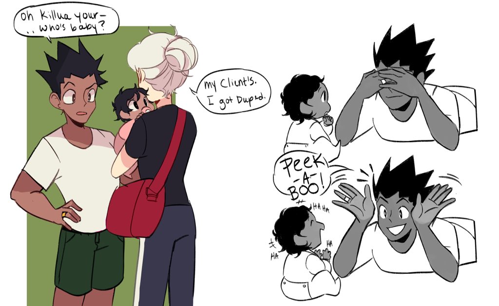 [HXH]Babysitter adventures part 2!! gon meets the baby and turns out he's a good at parenting. Who would have thought? 
