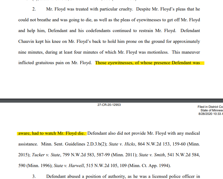 tracybeanz's tweet photo. Also, to the government in Minnesota- it probably isn't wise to either lie about witnesses on scene having to watch Floyd die, or not know that he DID NOT die on scene, when the autopsy report is on the docket and states he died at 9:25 PM that evening. Just Sayin. https://t.co/J9qr8iQbjB