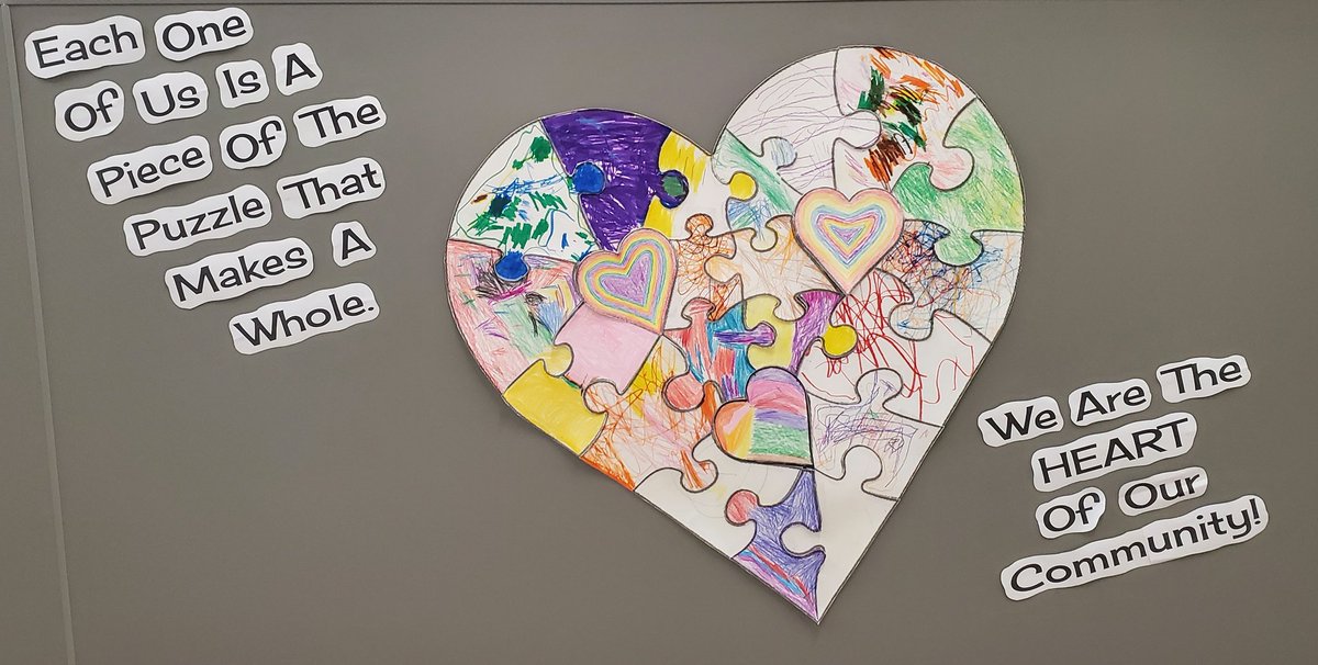 LittlePanthers1's tweet photo. Another awesome addition to our preschool hallway! I love how each piece of the puzzle is so unique! #npspanthers #pawsitivepanthers https://t.co/WjvXJlVWpW