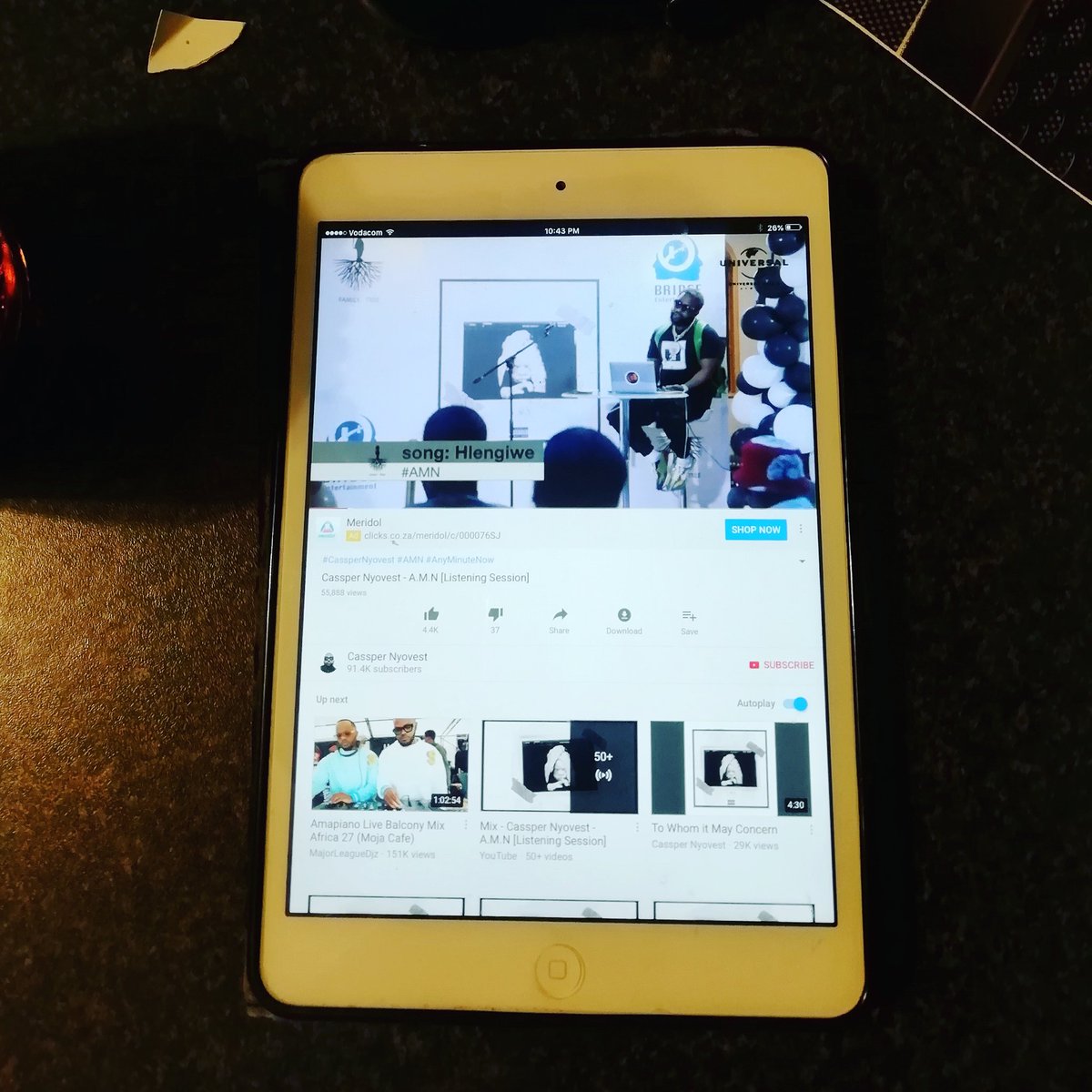 sojeez's tweet photo. Connected my iPad to the speakers. I'm so in love with the song hlengiwe. Special thanks to @CasperNyovestHQ and @jamazola7 🙏 https://t.co/JU3igGPhfA