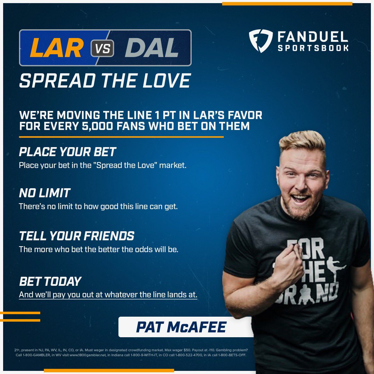 PatMcAfeeShow's tweet photo. Hey..

🗣🗣 ALL STATES WHERE @FDSportsbook IS AVAILABLE

Be a friend, tell a friend.. Let’s get this thing to 20+, 30+, 50+ and all win #SpreadTheLove https://t.co/soW5hdlJmm