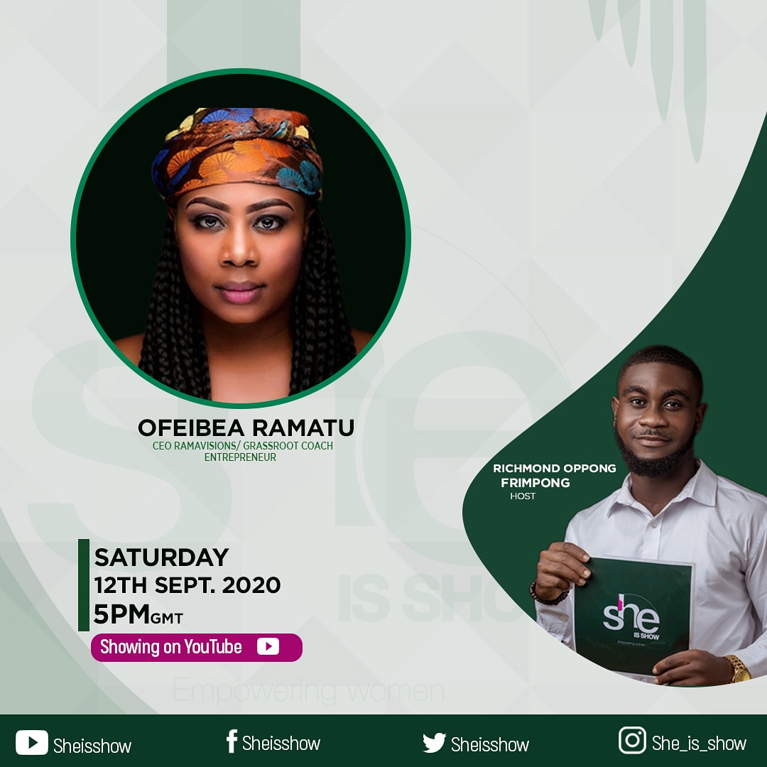 SheIsShow's tweet photo. *Meet Ofeibea Ramatu, our guest for the season premiere of She Is Show.She Is the CEO of Ramavisions, An entrepreneur and An Actress.Make a date with us this Saturday as we bring you a session full of inspiration and entertainment*🔥 https://t.co/7Gtftz7Yts