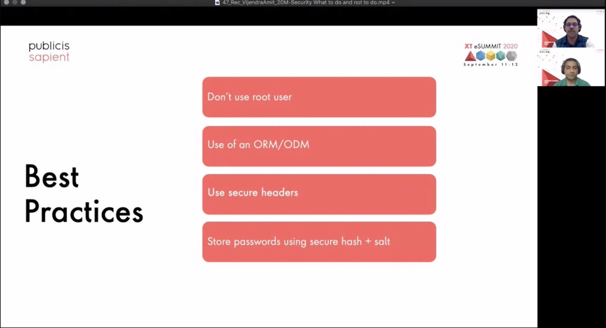 manishekhawat's tweet photo. @vijendramisra and Amit Chawla talking about web security. It is really important to put more focus on security considering in current scenario attackers have found many surfaces for attacks. Here are some of the Best Practices #XTSummit @PubSapientIndia @PublicisSapient https://t.co/WGHi7TLWqi