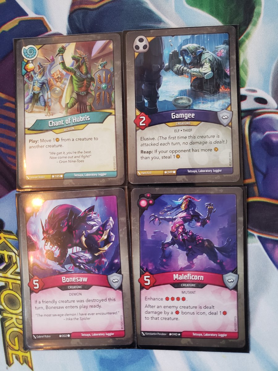 FFGOP's tweet photo. #OPPlays Keyforge
Players forge 2nd Key
Call Shadows
Reap w/ all Shadows creatures, gain 4ae &amp; steal 2ae with Gamgee
Plays Daemo-Thief
Look Over There!
Check +1

OP forges 2nd Key
Calls Shadows
Plays Bait &amp; Switch, steal 2 ae
Ghostly Hand
Pass https://t.co/PV9WN9fTPA