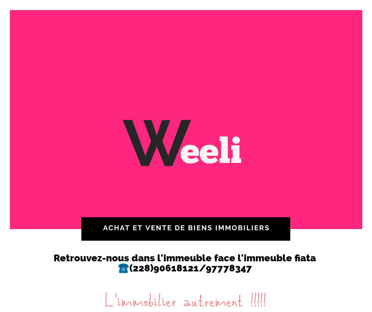 WeeliTogo's tweet photo. Pour vendre ou acquérir des biens #immobilier  au #Togo en toute sécurité, n'hésitez pas à contacter @WeeliTogo .
#transparence #fiabilité #securite 
https://t.co/EromLKXEDb https://t.co/vxDzFBHqpY