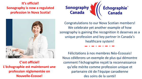 SonographyCNDA's tweet photo. Congratulations Nova Scotia! Sonography Canada fully supports this important self-regulation initiative for the profession. We look forward to working with the new Nova Scotia College of Medical Imaging and Radiation Therapy Professionals. #PracticeExcellence https://t.co/eV2m1THLuI