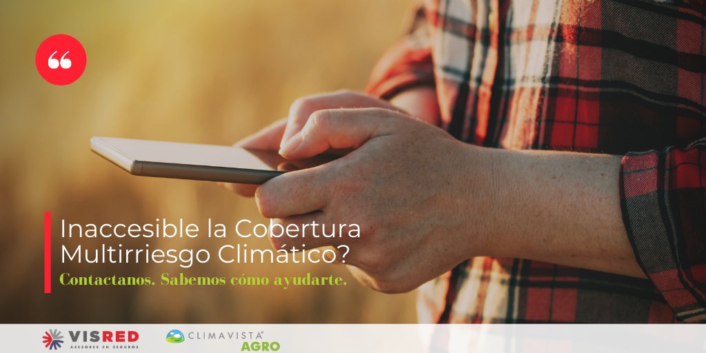 Estas aún a tiempo de contratar tu cobertura Multirriesgo Climático.
👉Con @visred.ar te ofrecemos una tasa incomparable para proteger tu negocio agrícola 😀
✅Contactanos: cutt.ly/9fR08Bu