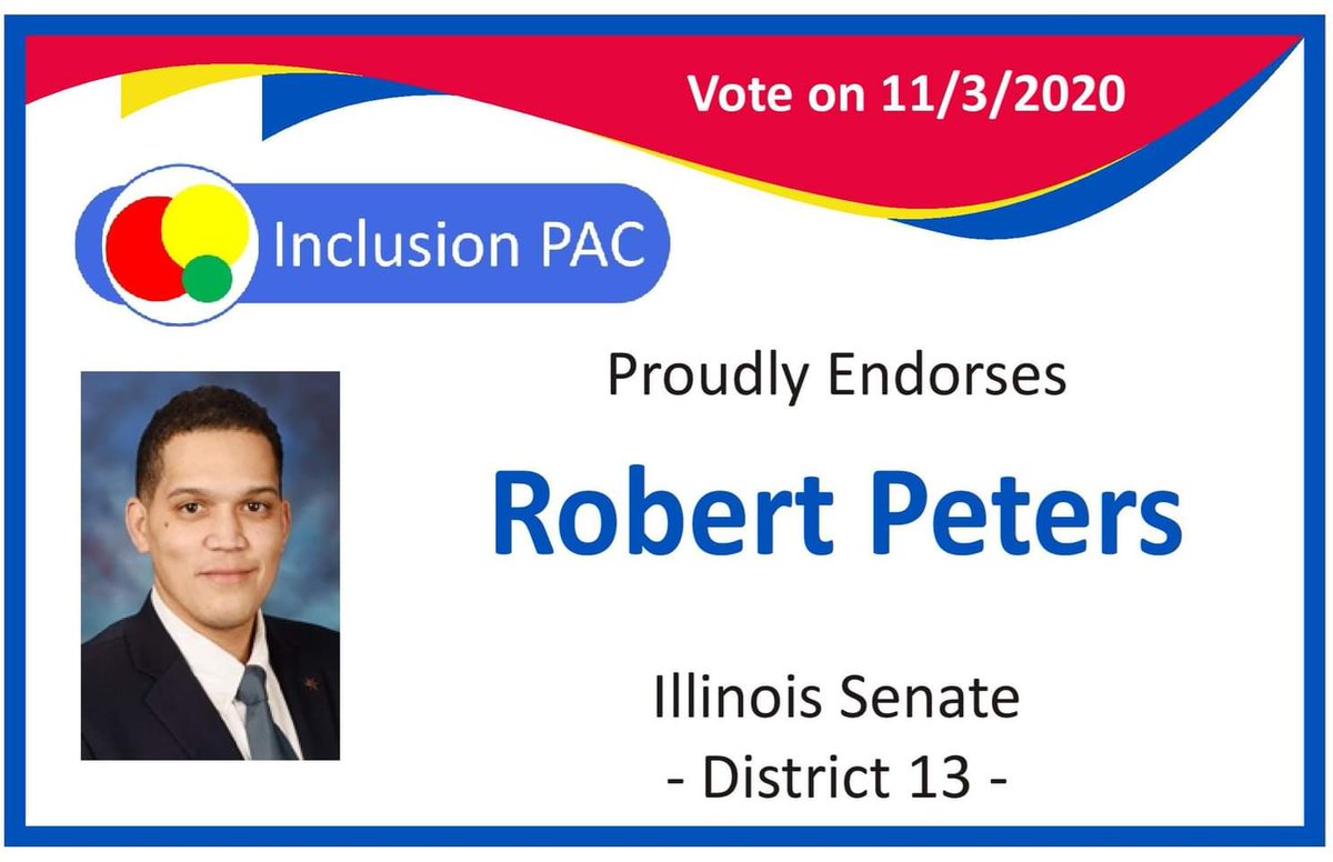 InclusionPAC's tweet photo. IPAC proudly endorses Senators Peters @RobertJPeters, Steans @SenatorSteans, and Villanueva @SenatorCelina.

https://t.co/0xDZuwA6eG

IDs: Each image endorses a senator, using a photo of the candidate from the ILGA website and a reminder to vote on 11/3/2020 https://t.co/jI7GlF9kFX