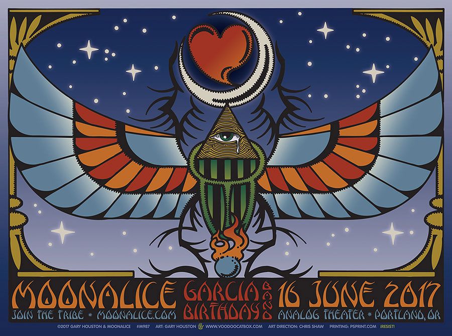 MoonalicePoster's tweet photo. Live To Love @Moonalice Poster Collection: 6/16/17 Analog Theater, Portland, Oregon by @voodoocatbox https://t.co/DX4TMscQ0j 100% of the sales from every poster purchased goes directly to the artist. M987 #MAPLTL #MAPR #GaryHouston #art #gigposter https://t.co/AGbOMrRC9v