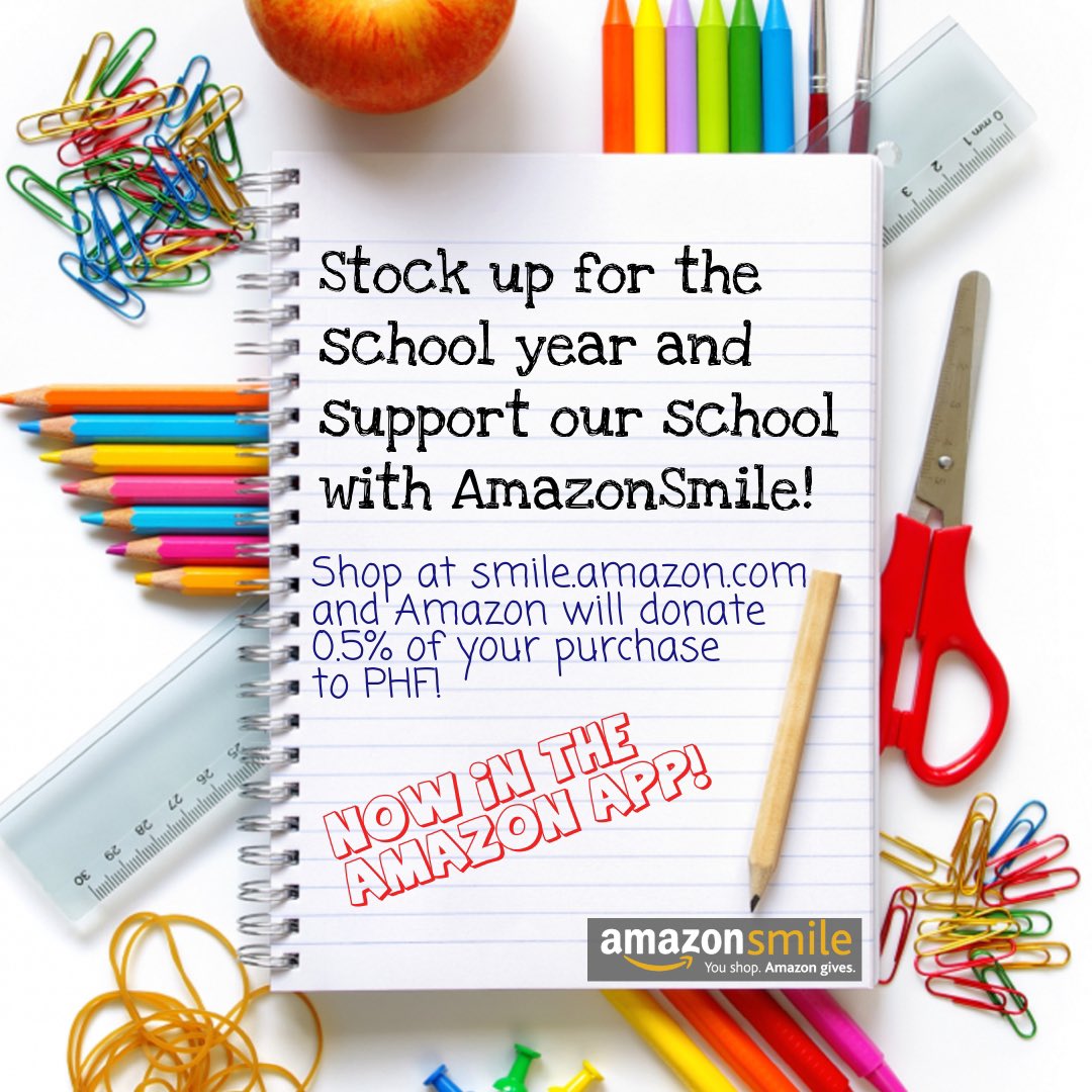 PHFoundationLB's tweet photo. Shop AmazonSmile to finish your back-to-school shopping and give back to our school at the same time! Visit https://t.co/GU95wV00xr, select Patrick Henry Foundation as your charity of choice, and shop!

AND, AmazonSmile is now available in the Amazon app! https://t.co/zqNSRRxX3U