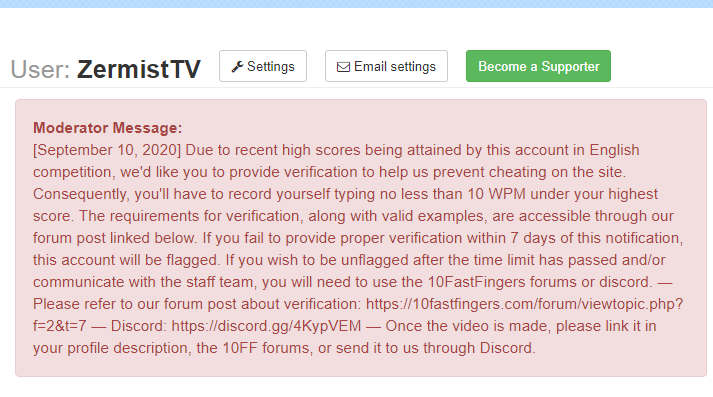 ZermistTV's tweet photo. I type so fast that the moderators of 10fastfingers want me to show them a video of me typing as proof I'm not hacking... or else they're going to ban my account https://t.co/yMHEuARcRm