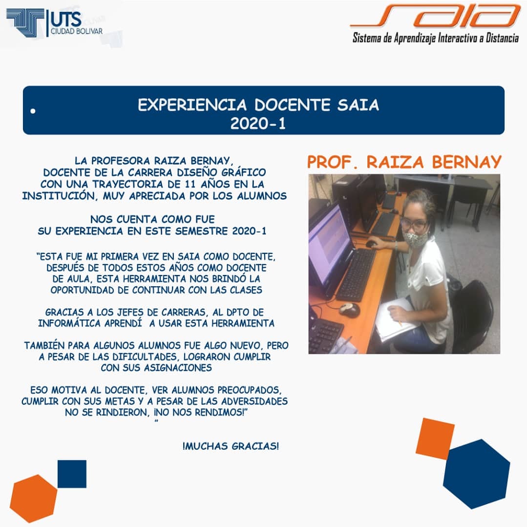 UTSBOLIVAR's tweet photo. Gracias a la profesora Raiza Bernay por compartir su experiencia dando clases online por la plataforma saia en nuestro Instituto Antonio José de Sucre #ciudadbolivar #estadobolivar #iutajs #Estudiantes #estudiosonline #estudiosadistancia #inscripcionesabiertas #Bolívar #RRSS https://t.co/jy2Begx5sV