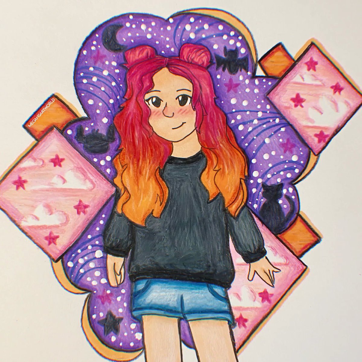 megansartworld's tweet photo. Some fan art of her new hair 🧡💖 I cant believe fall is here it’s my fav season 🍁 @LDShadowLady #ldshadowlady https://t.co/FeTwILGmDz