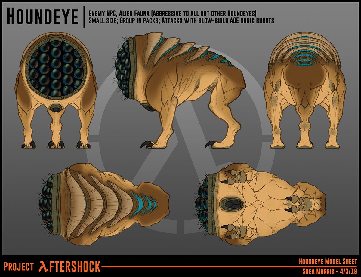 ArrowShapeWings's tweet photo. Last thing to post so far for the #HalfLife fan project. Model sheet for the #Houndeye. #art #conceptart #modelsheet #creaturedesign #aliendesign https://t.co/rOUHyIFsyO
