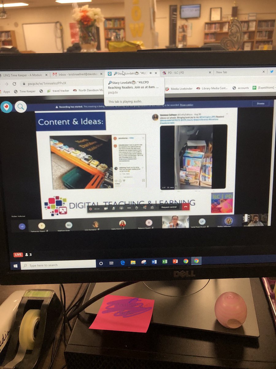 allred_kristi's tweet photo. I am thankful I was able to learn from @MolleeBranden, @techguybeneck, @braveneutrino and all the participants about Engaging Readers during remote/hybrid learning. @ncdpiDTL #ILCPDNC They inspired me to start a library podcast! π₯³ We will see how it goes! π§ #ndmsreads https://t.co/pJQUNeTA03