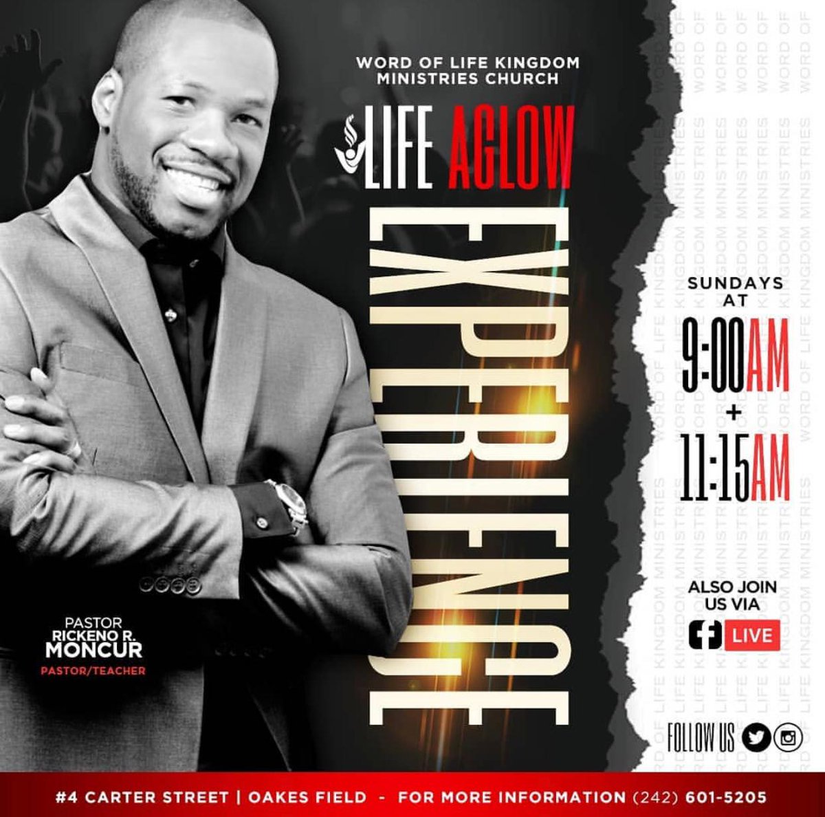 JOIN US!!! 
We look forward to connecting with you at 9:00am and 11:15am #wolkmc #WordofLife #LifeGiver #FacebookLive #lifeaglow