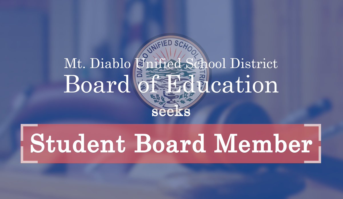 MtDiabloUSD's tweet photo. Board of Education Seeks First Ever Student Board Member - this and more headlines in the https://t.co/0eDvqqnHnp https://t.co/odj54hZ9rg