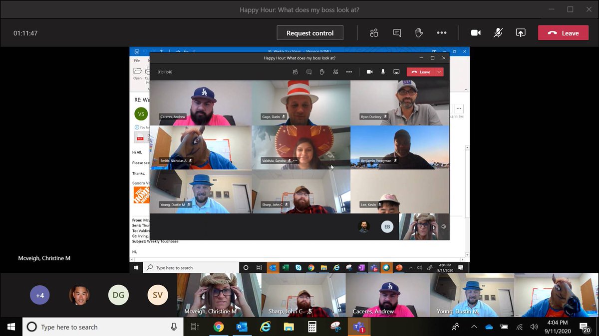 NickSmith5120's tweet photo. #teamMcVeigh at our finest today! Aligning on expectations and decided to throw a crazy hat day in! #havingfunwhilebeingthebest @McVeighTHD @JohnSMDO5873 @DustinYoungTHD @DarinGagethd @AndrewC_HD @sandra_v05 @JoshMcIntyreHD @THD_Josh_Lucas https://t.co/jctVXOWe28