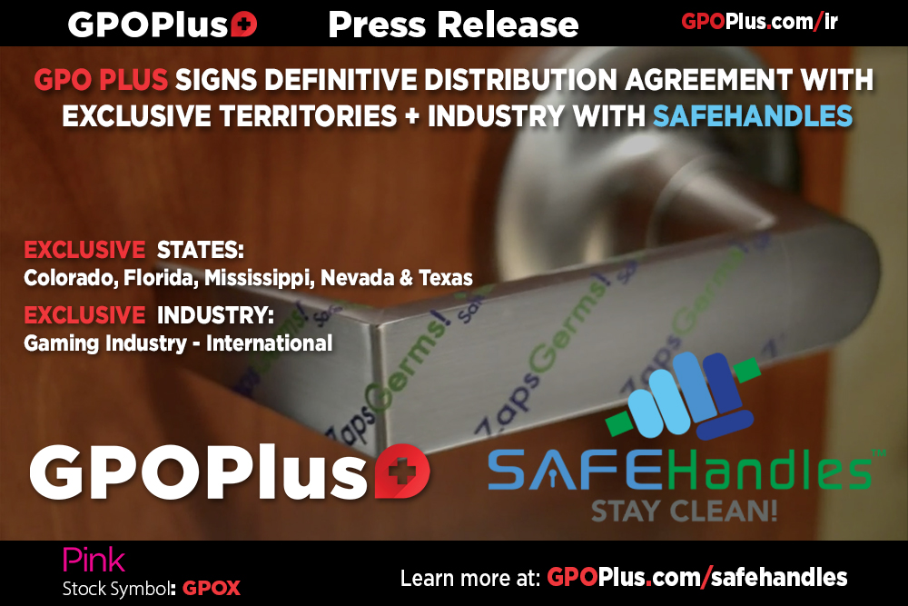 prism_mediawire's tweet photo. $GHHHD $GPOX GPO PLUS SIGNS DEFINITIVE DISTRIBUTION AGREEMENT WITH EXCLUSIVE TERRITORIES AND INDUSTRY WITH SAFEHANDLES (UPDATE) https://t.co/YuJ4Q3f7kh #otcprwire #PressRelease #OTC #OTCStocks #OTCMarkets #SmallBusiness #HealthGPO #GPO #GPOPlus #SafeHandles https://t.co/6SmwvP54CN