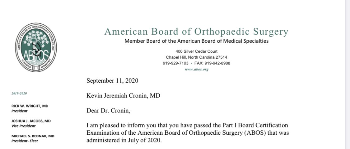 Kevin J. Cronin MD (@kevincroninmd) on Twitter photo Officially a Board Eligible Orthopaedic Surgeon! Congrats to everyone else getting the good news today! <a href="/ABOSortho/">American Board of Orthopaedic Surgery</a> <a href="/uk_ortho/">UK Orthopaedic Surgery & Sports Medicine</a> <a href="/AAOS1/">AAOS</a> Officially a Board Eligible Orthopaedic Surgeon! Congrats to everyone else getting the good news today! <a href="/ABOSortho/">American Board of Orthopaedic Surgery</a> <a href="/uk_ortho/">UK Orthopaedic Surgery & Sports Medicine</a> <a href="/AAOS1/">AAOS</a>