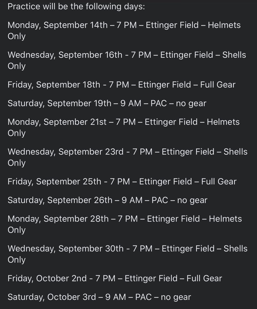 Varsity practice schedule 😈🏈