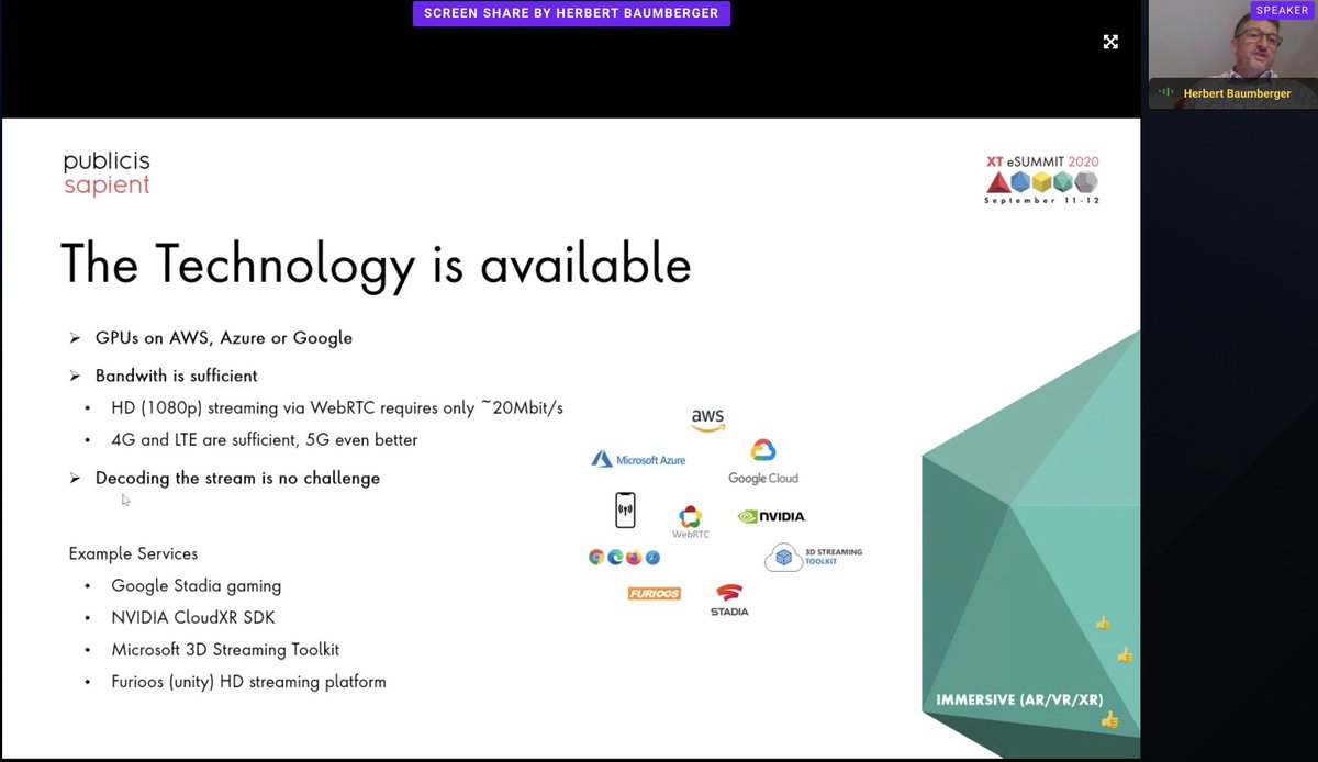 manishekhawat's tweet photo. Herbert Baumberger on how the ever-increasing powers of GPU in the cloud and internet connection speed can enable high resolution 3D experiences on any device for every user. #XTSummit @PubSapientIndia @PublicisSapient https://t.co/ulBc9Z1lEW