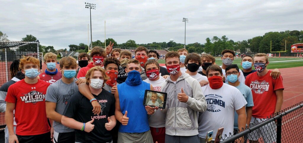 WilsonBulldogs's tweet photo. Prior to the scrimmage tonight vs Cocalico the varsity football players participated in a Zoom call to kickoff the #RallyForRyder parade. 🦸‍♂️ 💪 #BerksGameday #LLfootball #LLsports #PAHSFB #WilsonSD https://t.co/GaDksDcxbW